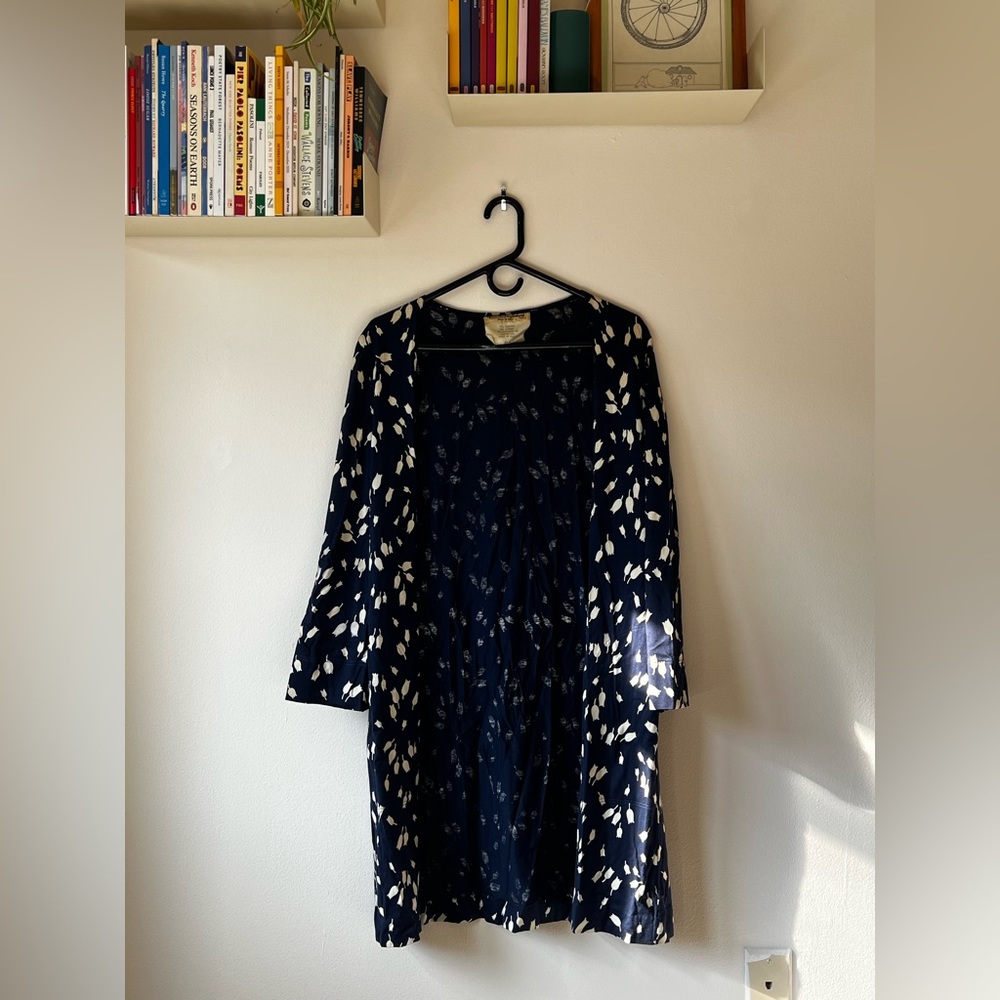 DVF VTG Rare 1970s Navy Blue Tulip Print Kimono